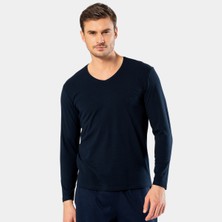 Cacharel Erkek V Yaka Uzun Kollu T-Shirt 1334/LACIVERT