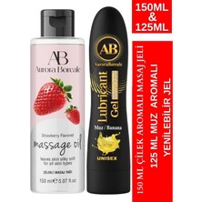 Aşkın Deposu Aurora Boroale  A B Kayganlaştırıcı 150 ml Büyük Boy Çilekli Masaj Jeli 125 ml Muz Aromalı Yenilebilir Süper Jel