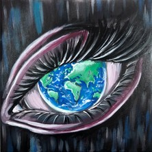 Orijinal El Yapımı Akrilik Tablo – “göz Içindek Dünya” |  Kare Resim Çalışması