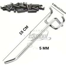 Manken İstanbul 30 Adet 15 cm Delikli Pano Kancası - Koruma Kauçuklu - Ekstra Güçlü - Raf Askısı - 2.5 cm Dip