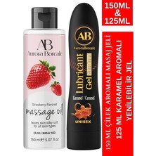 Aşkın Deposu Aurora Boroale Kayganlaştırıcı 150 ml Büyük Boy Çilekli Masaj Jeli 125 ml Karamel Aromalı Yenilebilir Süper Jel Set Ikisi Bir Arada