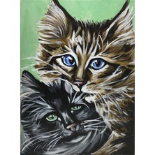 Orijinal El Yapımı Akrilik Tablo – “orman Kedi Yavruları” | Küçük Resim Çalışması