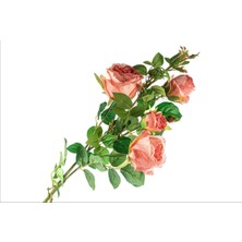 Es Dekor Pembe Dörtlü Gül Yapay Çiçek Dekorasyon 1 Adet