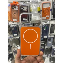 Elixem İphone 17 Pro Max Uyumlu Şeffaf Orta Kısım Turuncu İkonik Premium Sert Silikon Kılıf