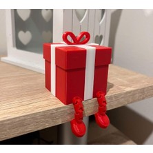 ADA 3D Yılbaşı Temalı Hediye Paketi Figürlü Sarkan Bacaklı Raf Süsü Dekoratif Biblo