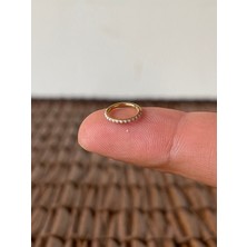 Aida Jewelss 316 L Cerrahi Çelik Sıra Taş Inci 6mm x 1.2mm Altın Kilitli Halka Piercing