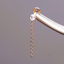 Aida Jewelss Yüksek Kalite G23 Titanium  Tek Taş Zincir Zirkon Titanyum 8x1.2mm Labret Piercing