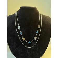 Velora Accessories 2'li Nazar Boncuklu Fil Model Şans Kolyesi 316L Çelik