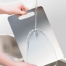Ozn Aksesuar Paslanmaz Çelik Kesme Tahtası 24X15 cm Mutfak Sebze Et Kesme Tahtası Doğrama Tahtası Mutfak Aksesuarları (5060)