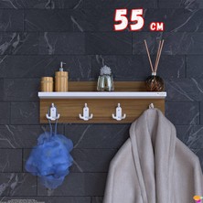 Modilayn Kedi Serisi 3’lü Banyo Askısı Seti | 46,4X18 cm 12 Kancalı Raflı Düzenleyici Yer Tasarrufu