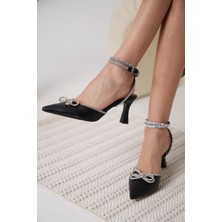 Roof Atelier İrina Siyah Taşlı Sivri Burun İnce Topuklu Abiye Ayakkabı