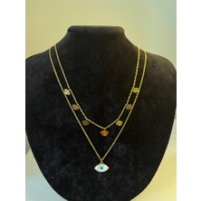 Velora Accessories 2'li Göz Charm Çelik Kolye 316L Çelik