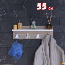 Modilayn Kedi Serisi 51,4x18 cm, 4’lü Banyo Askısı Seti | 12 Kancalı Raflı Düzenleyici Yer Tasarrufu