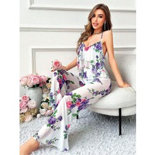 Aria's Closet Arias Closet Özel Tasarım Çiçek Desenli Salaş Kesim Şık Sırt Dekolteli 2'li Takım