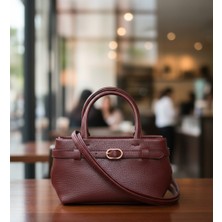 BSR Luisant Kadın Deri Görünümlü Küçük Boy Toka Detaylı El ve Omuz Çantası