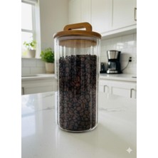 abnturk 1500 ml Akasya Kapaklı Cam Kavanoz Estetik Denge Ideal Hacim Cam Avantajı