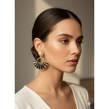 Akfecan Çelik Siyah Yelpaze Küpe