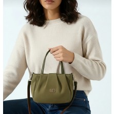 BSR Luisant Kadın Süet Büzgülü Küçük Boy El ve Omuz Çantası