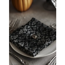 Ars Dt 6 'lı Siyah Desenli Dekoratif Şık Sunumluk Peçete