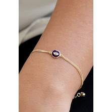 Goldium Zarif Kirpik ve Göz Detaylı Altın Bileklik