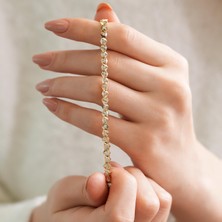 Goldium 14 Ayar Taşlı  Altın Tasarım Bileklik