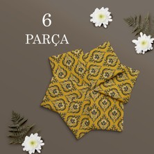 Ars Dt 6'lı  Sarı Desenli Servis Sunum Peçetesi Kumaş Şık Görünümlü Dekoratif