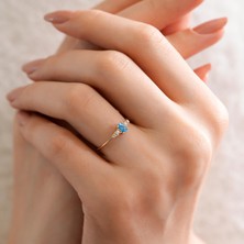 Goldium 14  Ayar Altın Baget Taşlı Yüzük