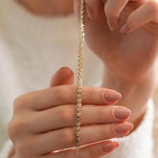 Goldium 14 Ayar Altın Taşlı Yıldız Bileklik