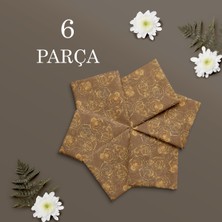 Ars Dt 6'lı Desenli Kumaş Amerikan  Servis Kahverengi  Sunum Peçetesi Şık Görünümlü