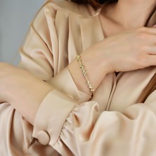 Goldium 14 Ayar Altın Kalem Işçilikli Yonca Bileklik