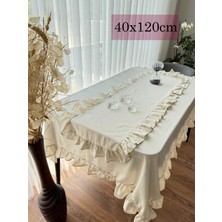 Ars Dt Lüx Doğal Keten Görünümlü Fırfırlı Runner 40X120 cm