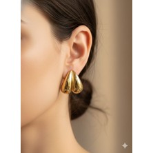 Akfecan Çelik Gold Damla Küpe