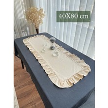 Ars Dt Fırfırlı Runner 40X 80 cm Bej Rengi Otantik Görünümlü