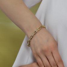 Goldium 14 Ayar Altın Köşeli Zincir Bileklik