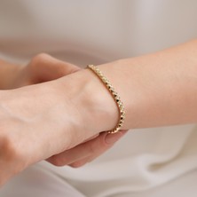 Goldium 14 Ayar Altın Taşlı Tasarım Bileklik