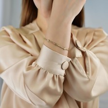 Goldium 14 Ayar Altın Kalem Işçilikli Yonca Bileklik