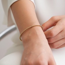 Goldium Zarif Toplu Model Altın Bileklik 14 Ayar