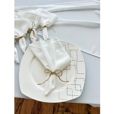 Ars Dt Düz Beyaz Renk Narin Vintage Görünümlü 6 Parça Sunumluk Peçete Takımı