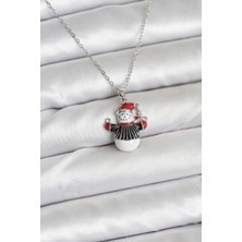 Style Of Carmen 316L Çelik Zincir Gümüş Renk Kardan Adam Figürlü Yılbaşı Temalı Kadın Kolye