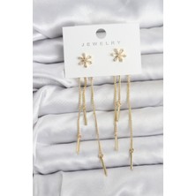 Style Of Carmen Çiçek Model Gold Pirinç Sallantılı Kadın Küpe