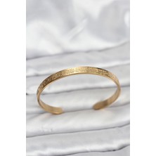 Style Of Carmen 316L Çelik Gold Renk Ayetel Kürsi Yazılı Bileklik