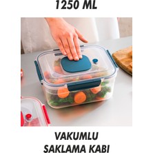 Ovio Ev Yaşam Vakumlu Saklama Kabı - Maxifresh Manuel Vakum Mutfak Depolama - 1250-2100-3400 ml Taze Gıda Saklama Kutusu