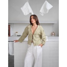 My Lunessa Saçaklı Bambu Keten Önü Bağlamalı Kimono