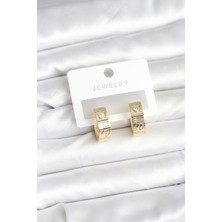 Style Of Carmen Pirinç Gold Renk Zirkon Taşlı Halka Kadın Küpe