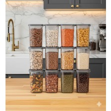 Eba Home 12'li Etiketli ve Sızdırmaz Kapaklı Erzak Saklama Kab Seti - 1200ML - 20 Adet Etiket Hediyeli