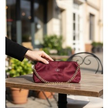 BSR Luisant Kadın Süet Gold Zincir Detaylı Modern Baget El ve Omuz Çantası