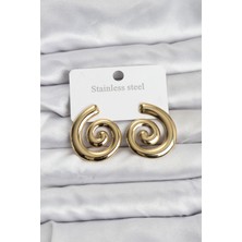 Style Of Carmen 316L Çelik Gold Renk Sarmal Modelli Kadın Küpe