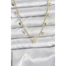 Style Of Carmen Pirinç Gold Renk Zirkon Taşlı Çiçek Model Kadın Kolye