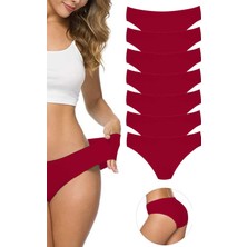 Leopardess 7 Adet Kadın Dikişsiz Lazer Kesim Esnek İz yapmayan Külot Bordo