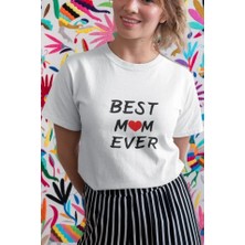 Unisex Bisiklet Yaka Baskılı Oversize T-Shirt - Beyaz